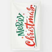 Merry Kerstmis Modern Red Green Script Spandoek (Verticaal)