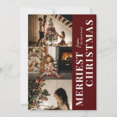 Merry Kerstmis Modern Rode Script Foto Feestdagenkaart (Voorkant)