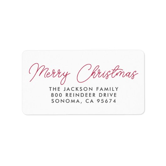 Merry Kerstmis Modern Script Etiket (Voorkant)