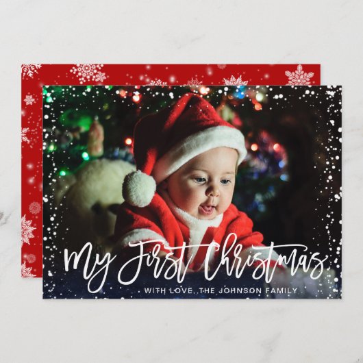 Merry Kerstmis Modern Script PHOTO Greeting Feestdagenkaart (Voorkant / Achterkant)