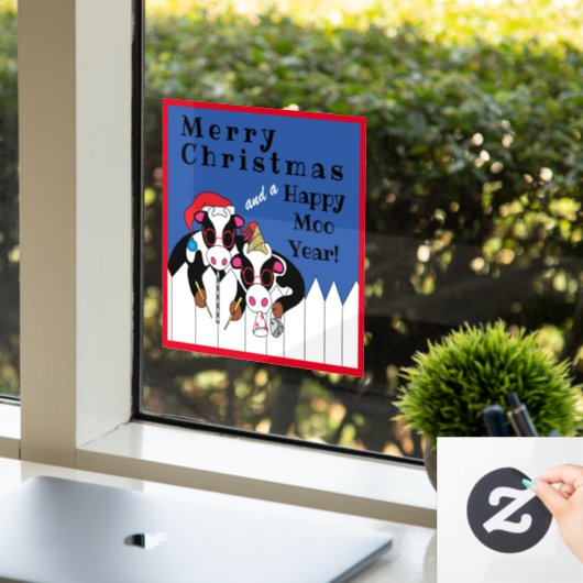 Merry Kerstmis Moo Year Window Cling Raamsticker (Kantoor)