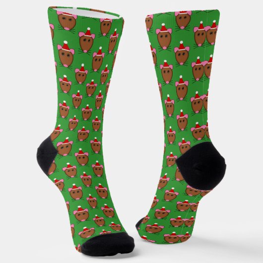 Merry Kerstmis Mouse Patterned Sokken (Gebogen)