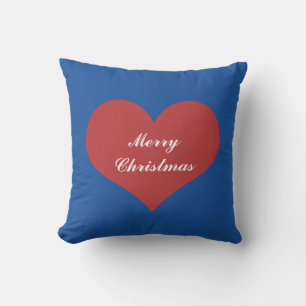 Merry Kerstmis Nautical Blue White Red Heart Cute Buitenkussen