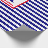 Merry Kerstmis Nautical Monogram Red Blue Cadeaupapier (Hoek)