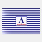 Merry Kerstmis Nautical Monogram Red Blue Inpakpapier Vel (Voorkant 3)