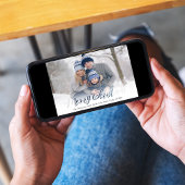 Merry Kerstmis Navy Blue Snowflake 1 Foto Feestdagenkaart