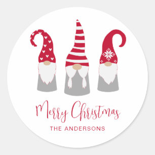 Merry Kerstmis Nordic Gnomes Holiday Ronde Sticker