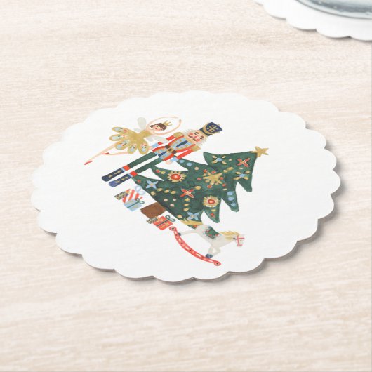 Merry Kerstmis Nutcracker Ballet Kartonnen Onderzetters (Gekanteld)