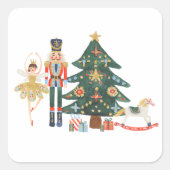 Merry Kerstmis Nutcracker Ballet Vierkante Sticker (Voorkant)