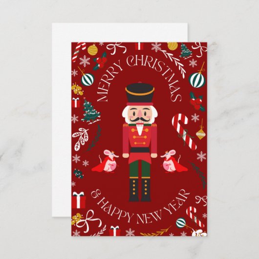 Merry Kerstmis Nutcracker Card Bedankkaart (Voorkant / Achterkant)