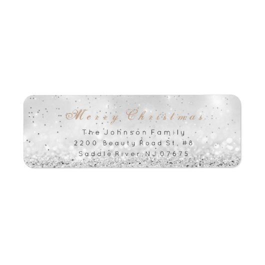 Merry Kerstmis Ombre Silver Ivory Shiny Pastel Etiket (Voorkant)