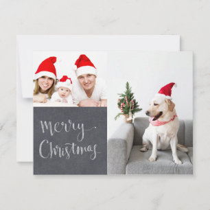 Merry Kerstmis ontwerp Dual Photo Feestdagenkaart