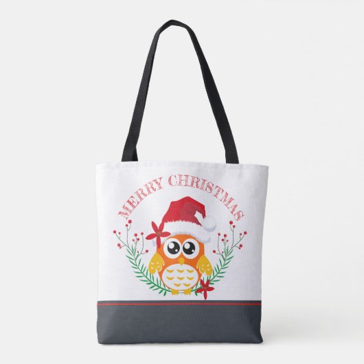 Merry Kerstmis Owl Wreate Tote Bag (Achterkant)