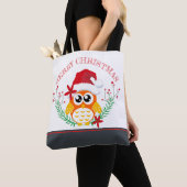 Merry Kerstmis Owl Wreate Tote Bag (Dichtbij)