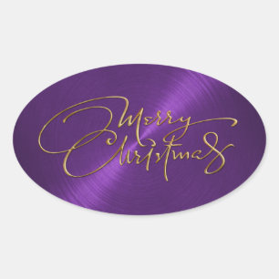 Merry Kerstmis Paarse Sticker In reliëf