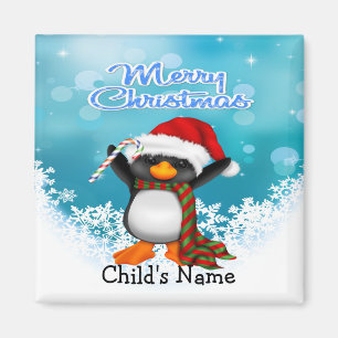 Merry Kerstmis Penguin Square Magnet Magneet