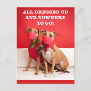 Merry Kerstmis Pit Bulls in Face Mmaskers Feestdagenkaart