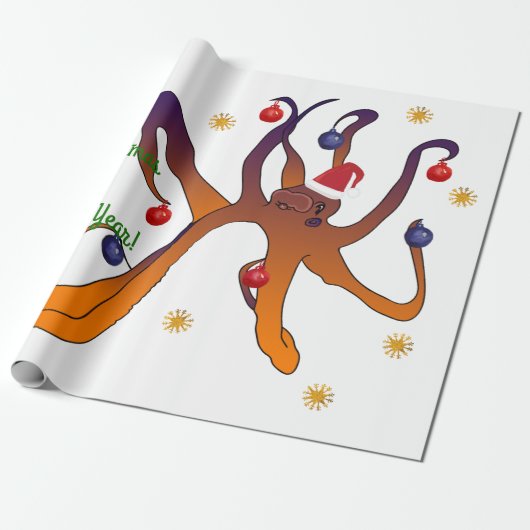 Merry Kerstmis Poinsettia Wreath Cadeaupapier (Uitgerold)