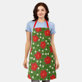 Merry Kerstmis, Poinsettias en Polka Dots Pattern Schort (Gedragen)