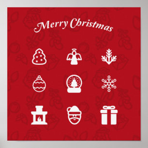 Merry Kerstmis Popular Icons set Poster