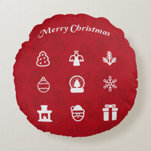Merry Kerstmis Popular Icons set Rond Kussen