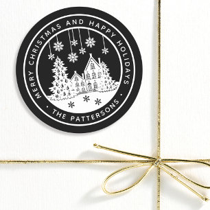 Merry Kerstmis Prettige feestdagen Winter Geperson Ronde Sticker