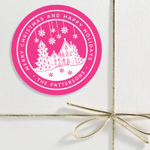 Merry Kerstmis Prettige feestdagen Winter Geperson Ronde Sticker