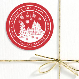 Merry Kerstmis Prettige feestdagen Winter Geperson Ronde Sticker