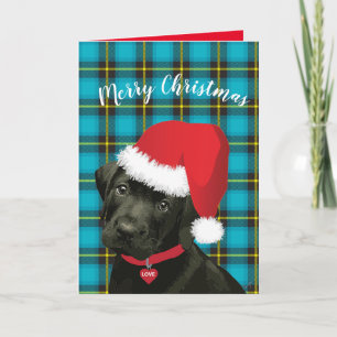 Merry Kerstmis — Puppy Santa Hat Festive Feestdagen Kaart