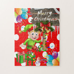Merry Kerstmis Puzzle Elf Legpuzzel