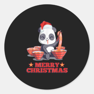 Merry Kerstmis Ramen Panda Japanse noedels Ronde Sticker