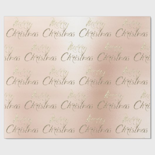 Merry Kerstmis Roos Gold Glitter Blush Cadeaupapier (Vlak)
