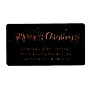 Merry Kerstmis Roos Gold Pink Return Address Labs Etiket