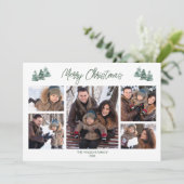 Merry Kerstmis Rustic Pines Vijf Foto Feestdagenkaart (Staand voorkant)