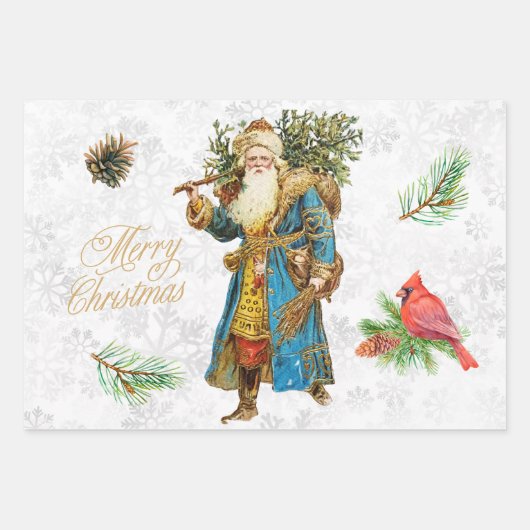 Merry Kerstmis  Santa Claus Collage Inpakpapier Vel (Voorkant 3)