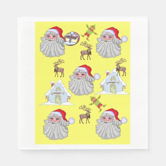 Merry Kerstmis Santa Napkins Servet (Voorkant)