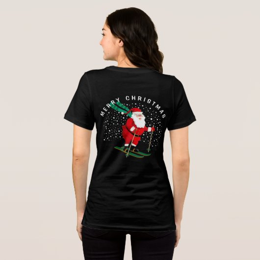 Merry Kerstmis Skiing Santa Winter Persoonlijk Tri-Blend Shirt (Achterkant volledig)
