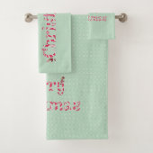 Merry Kerstmis Snoep Swirl Winter Gnome Polka Dot Bad Handdoek (Insitu)