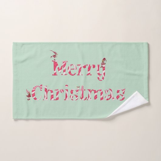 Merry Kerstmis Snoep Swirl Winter Gnome Polka Dot Bad Handdoek (Handdoek)
