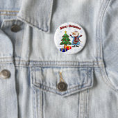 Merry Kerstmis Snowman Button (In situ)