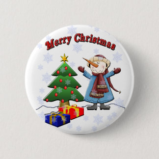 Merry Kerstmis Snowman Button