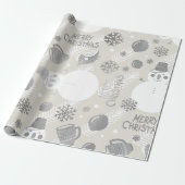 Merry Kerstmis Snowman Coffe Mok Silver White Cadeaupapier (Uitgerold)