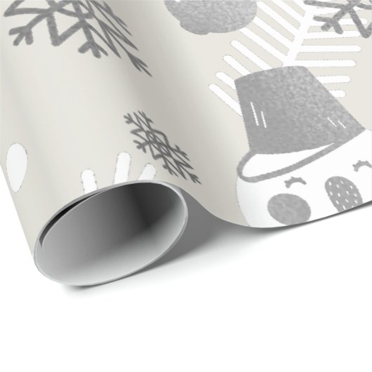Merry Kerstmis Snowman Coffe Mok Silver White Cadeaupapier (Rol Hoek)