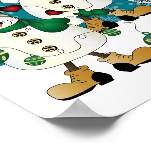 Merry Kerstmis Snowman Friends Poster (Hoek)