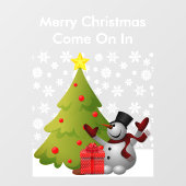 Merry Kerstmis Snowman Tree Storefront of Home LG Raamsticker (Vel)