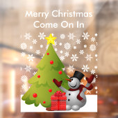 Merry Kerstmis Snowman Tree Storefront of Home LG Raamsticker (Vel 2)