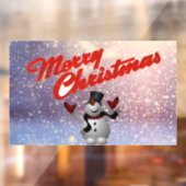 Merry Kerstmis Snowman Window Cling Raamsticker (Vel 2)