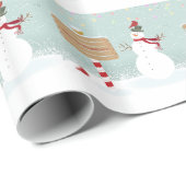 Merry Kerstmis Snowman Winter Scene Cadeaupapier (Rol Hoek)