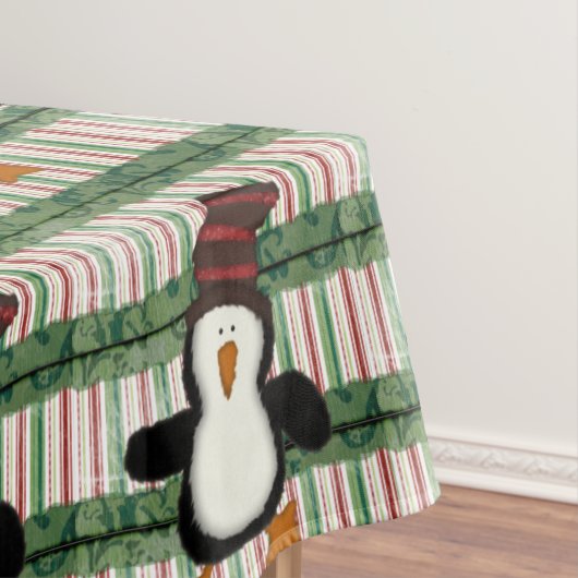 Merry Kerstmis Tablecloth, Green Pset Penguin Tafelkleed (Voorbeeld)