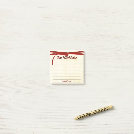 Merry Kerstmis Tartan Pattern Typografie Post-it® Notes (Op bureau)